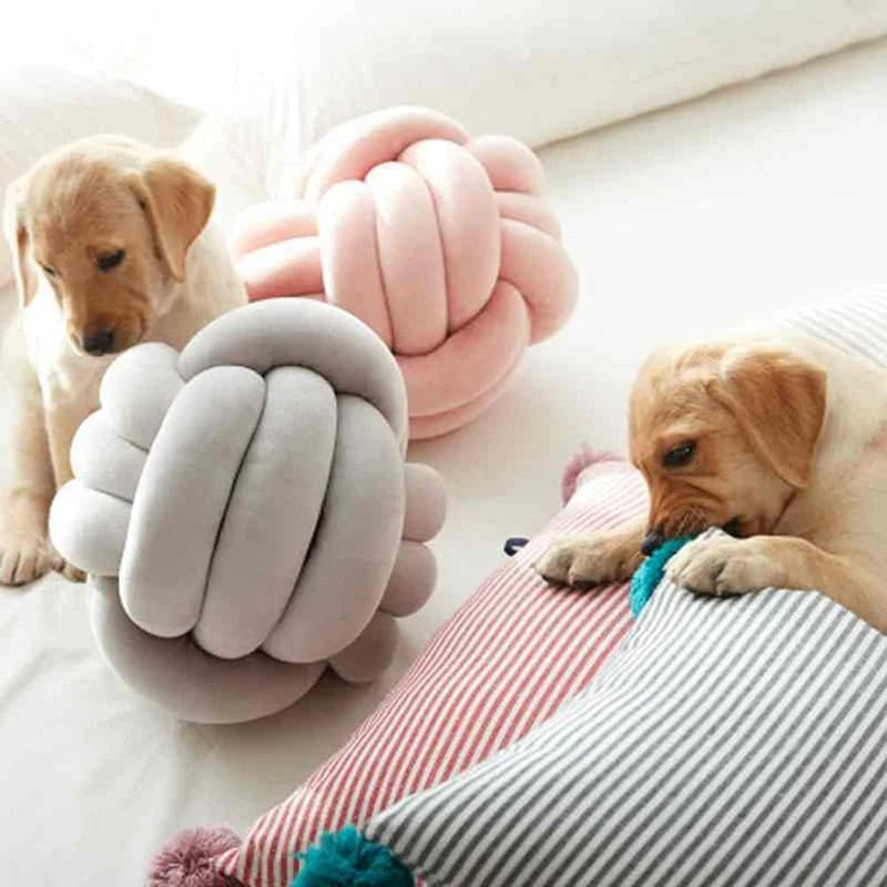 Handmade Knot Ball Throw Pillow – Soft Velvet Cushion