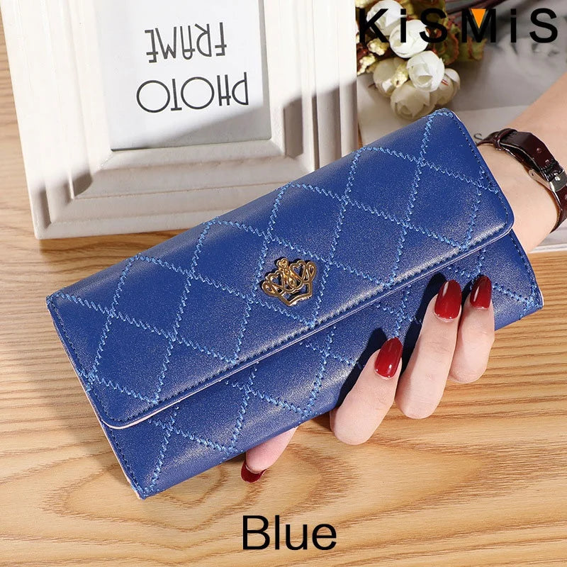 KISMIS Wallets for Women Cute Pink Pocket Womens Wallets Purses Plaid PU Leather Long Wallet Hasp Phone Bag Money Coin Pocket Ca
