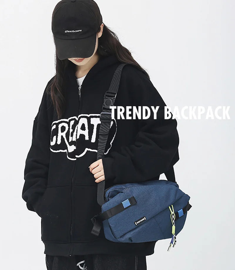 Unisex Nylon Panelled Crossbody Chest Pack