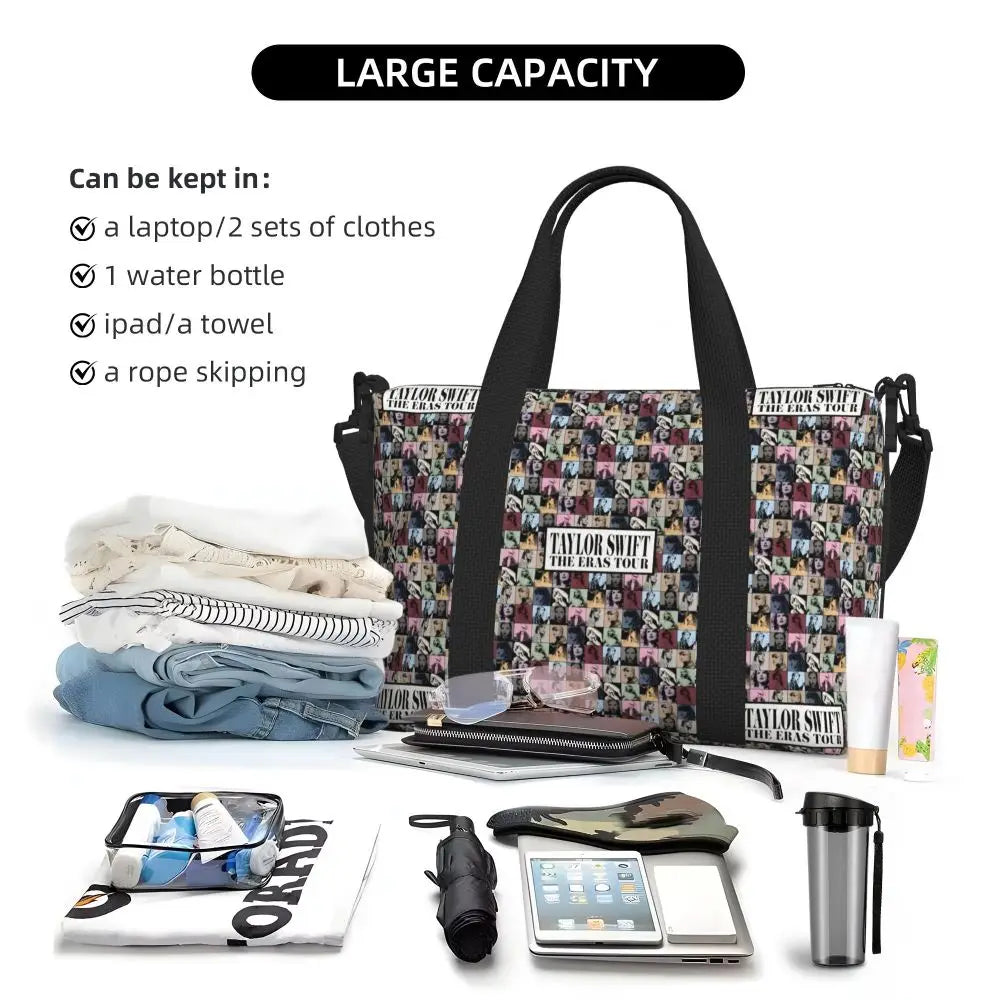 Custom The Eras Tour 1989 Taylor's Swift's American Pop Singer Tote Bag Women Large Capacity Beach Gym Travel Bags