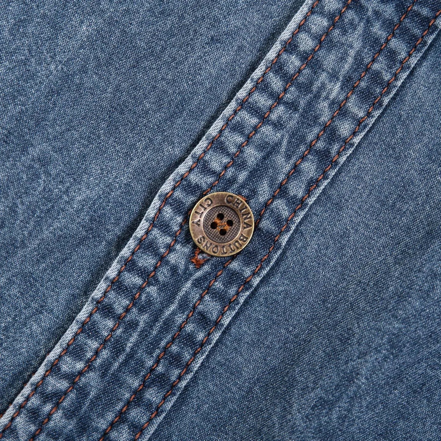 Vintage Street Denim Shirts For Men Male Summer Solid Shirt Short Sleeve Pocket Turn Down Button Shirt Hemden FüR MäNner
