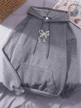 Y2K Bow Leopard Print Fleece Hoodie