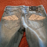 Women's Y2K Wing Embroidered Rhinestone Jeans