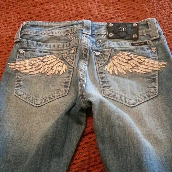 Women's Y2K Wing Embroidered Rhinestone Jeans