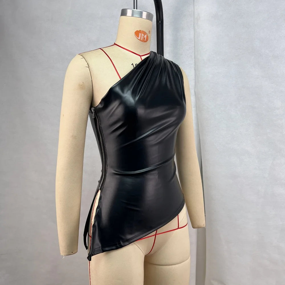 Slim-Fit One-Shoulder Sleek Vest