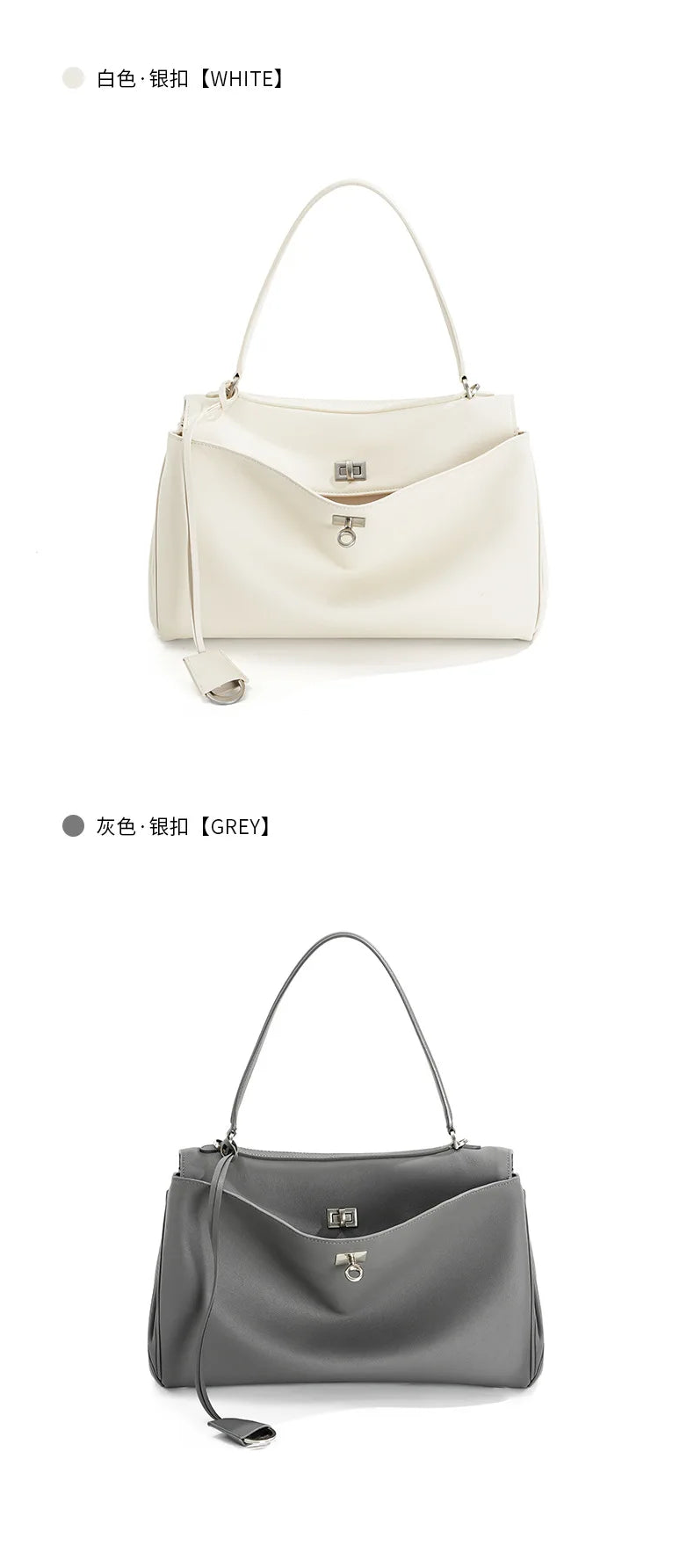 Large Capacity Women's Leather Handbag High-End Single Shoulder Crossbody Tote for Commuting