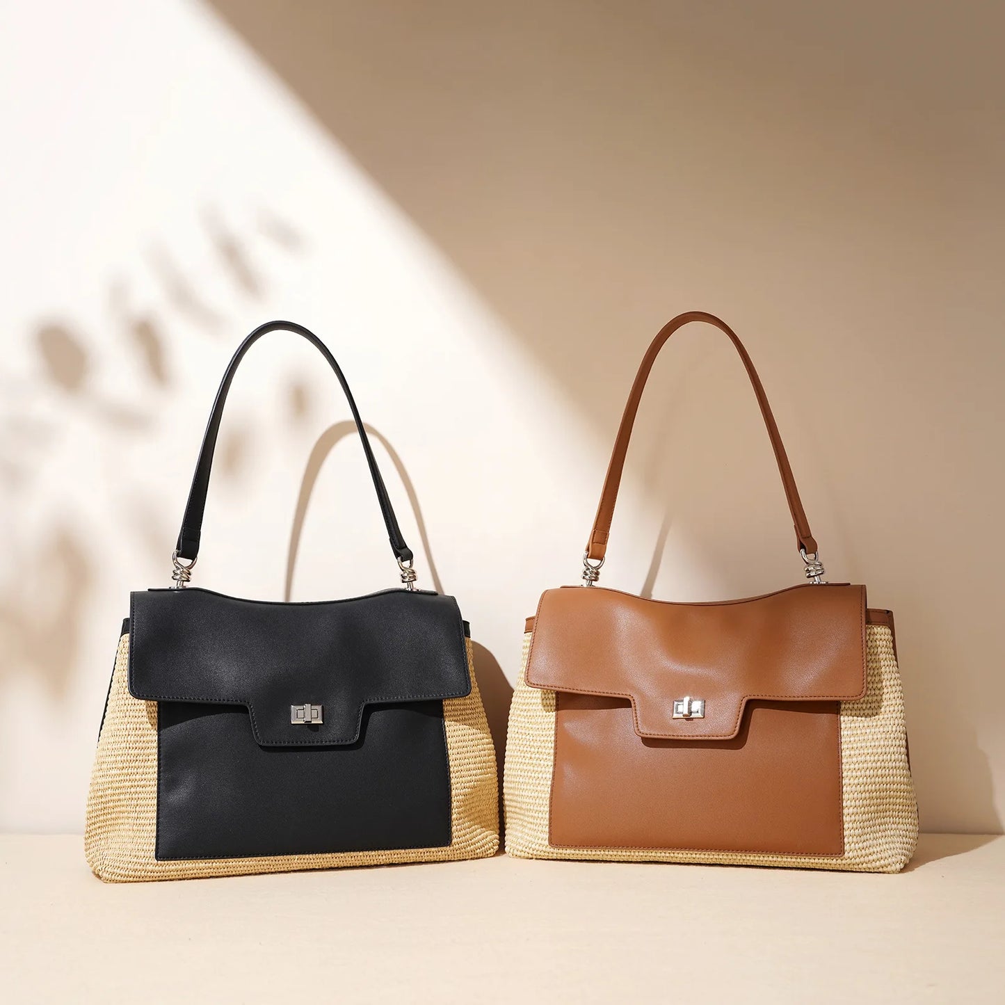 Summer 2026 Women's Raffia Woven Tote Bag Split Leather Crossbody Straw Messenger Bag Grass Weaving Shoulder Bag for Ladies New