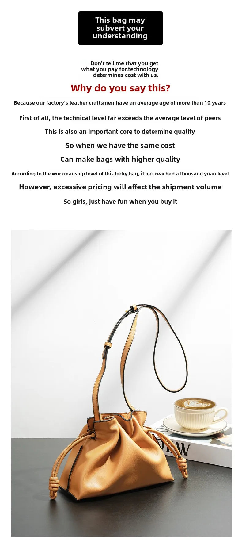 Autumn and Winter Classic Flamenco Fashion Lucky Bag Cloud Bag Genuine Leather Drawstring Shoulder Crossbody Bucket Bag for Wome
