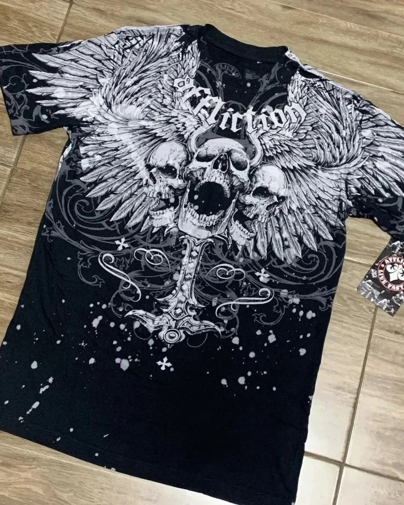Y2K Gothic Skull Oversized Graphic Tee