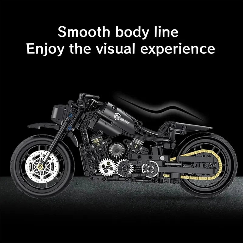 Technical MOC Construction Bricks Motorcycle Model Creative Building Kit Assembly Toys Educational Gift for Children Boys Girls