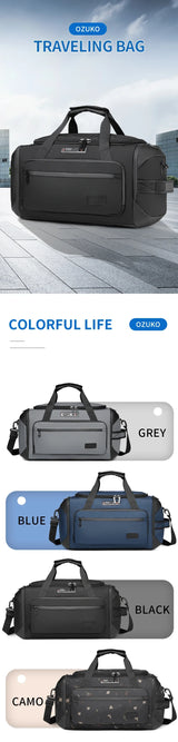 OZUKO Waterproof Bag Bagsmart Handbags Large Capacity Carry On Luggage Bags Men Business Duffel Shoulder Outdoor Tote Weekend