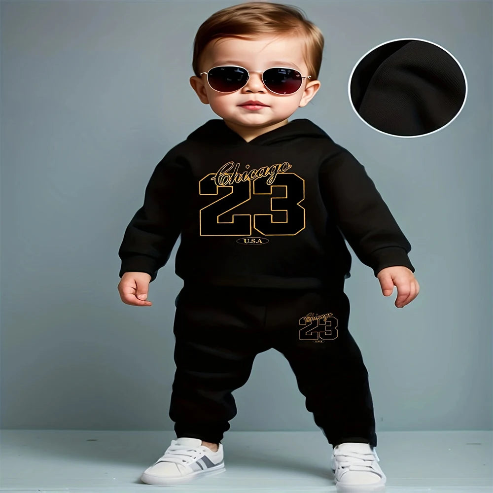 Baby Boy 2-Piece Fleece Hooded Sweatshirt and Pants Set