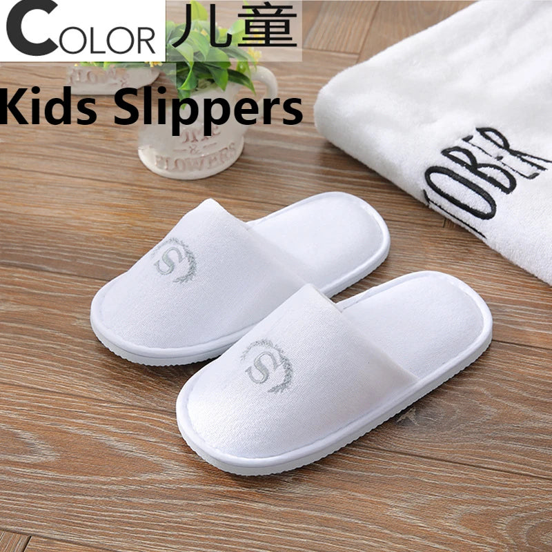 4Pairs/Lot Men Women Kids Disposable Hotel Guest Slippers Cotton Slides Home Travel SPA Slipper Hospitality Cheap Footwear