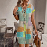 Geometric Print V-Neck Sun Dress