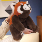 New Stuffed Anime Figure Doll Turned Red Panda Plushie Doll Fluffy Hair Red Raccoon Animals Hug Throw Pillow