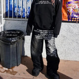 Y2K Goth Alphabet Print Retro Jeans