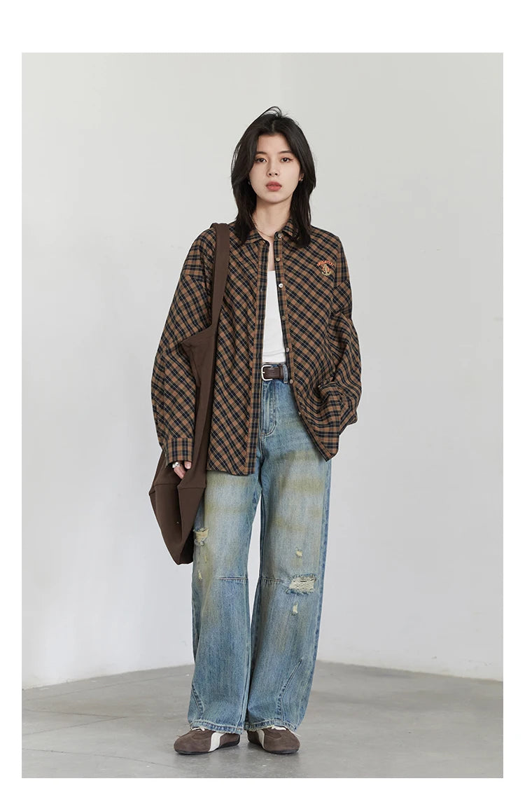 CHIC VEN Retro Women's Jeans Loose Casual  New High Waisted Wide Legs Denim Pant Female Trousers Spring Autumn 2025