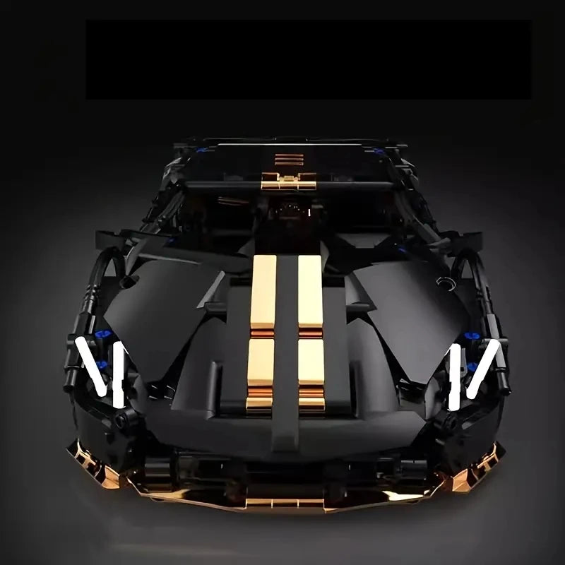 1:14 Black Sports Car Building Blocks Set, Suitable for 14+, Adult Collectiblel Assembled Model, Home Decoration & Gift