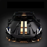 1:14 Black Sports Car Building Blocks Set, Suitable for 14+, Adult Collectiblel Assembled Model, Home Decoration & Gift