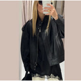 Chic Stand Collar Leather Jacket