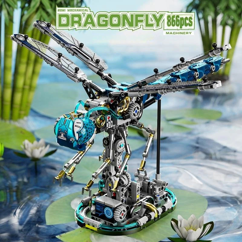 Mechanical Animal Technical Building Blocks, Light MOC Assembly Bricks, Shark Dragonfly Skull Piranha 4 Styles Adults Kids Gift