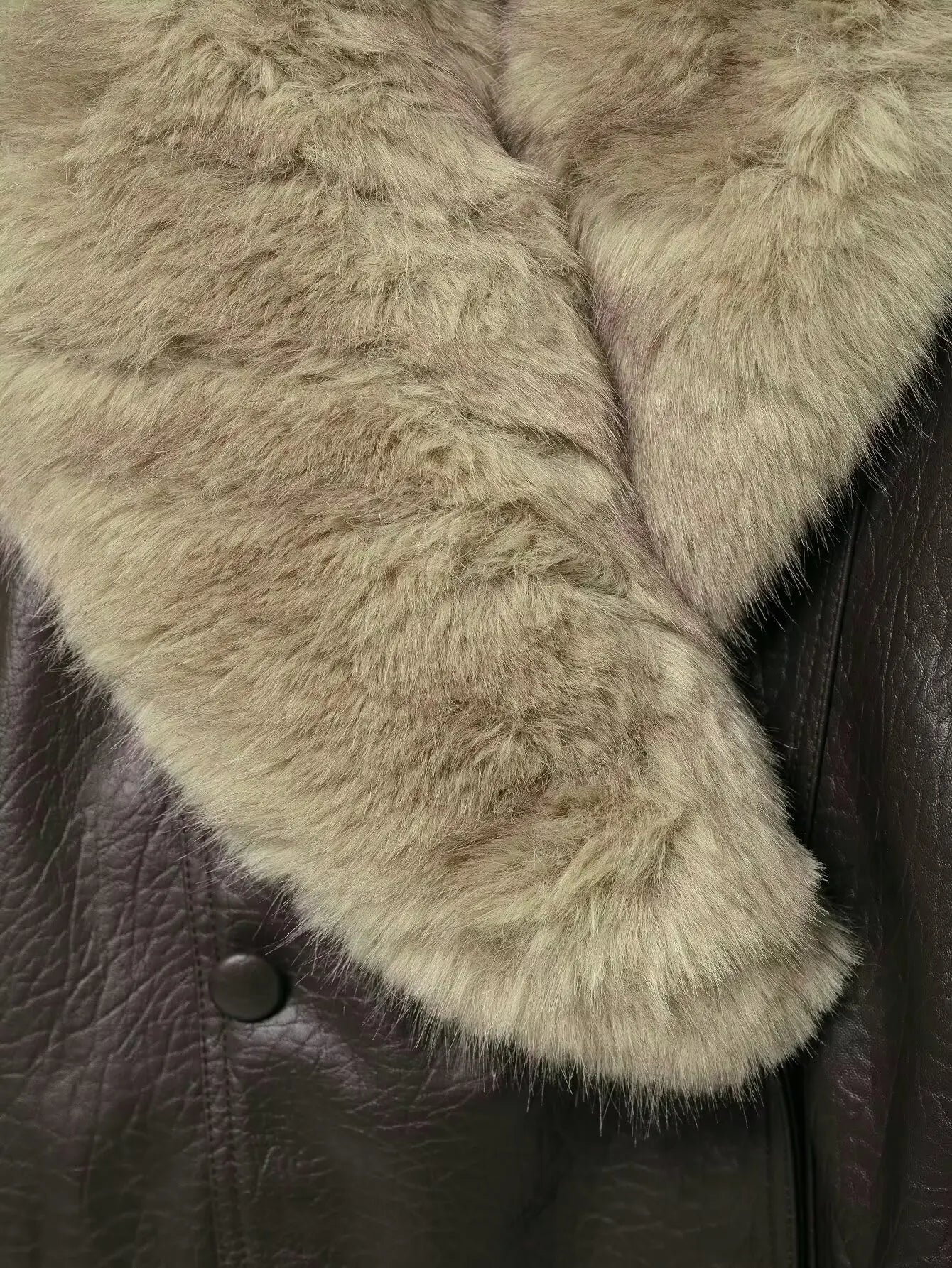 Oversized Faux Leather Winter Jacket