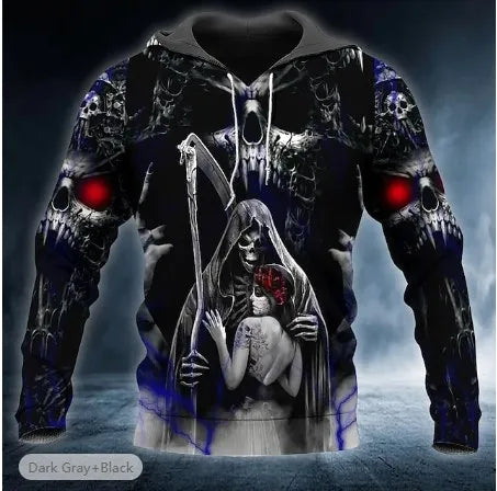 Men’s 3D Skull Print Pullover Hoodie