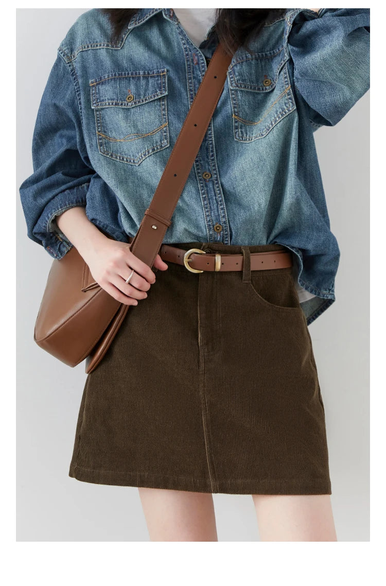 Chic Ven Women's Corduroy A-Line Mini Skirt