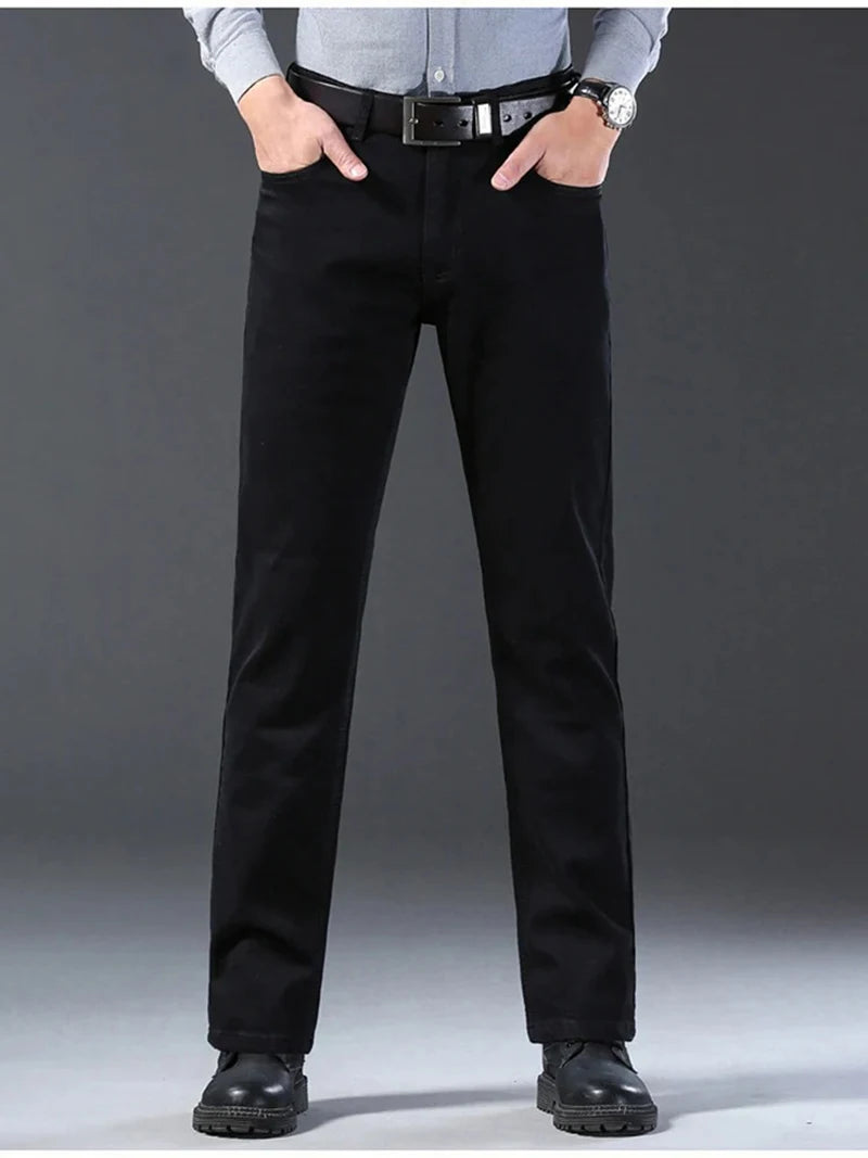 Men’s Classic Black Straight-Leg Stretch Jeans