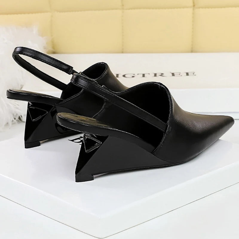 Designer Wedge Heel Sandals – Pointed Toe Women's Pumps