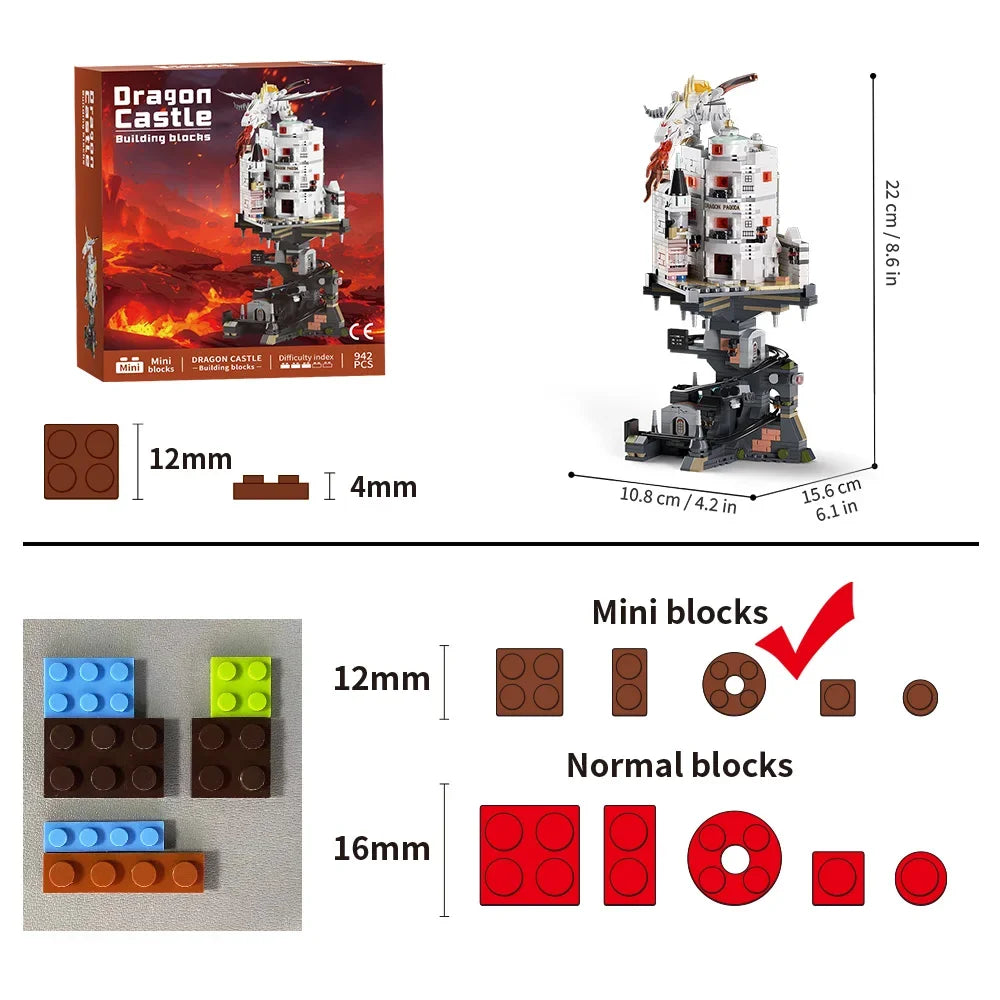 1000pcs Gringottses Wizard Tower Magic World Dragon MOC Building Bricks Set Blocks Toys for Kids Children Adult Birthday Gifts