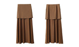 Amii Women's Skirt 2026 Autumn New Elegant Patchwork Chiffon Long Skirt Solid Color Straight Versatile Woman Clothes 12641047