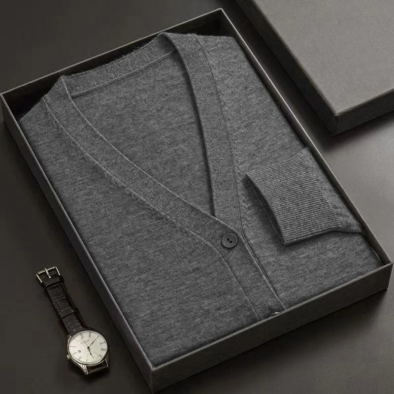 Men's Premium V-Neck Button-Down Cardigan Sweater