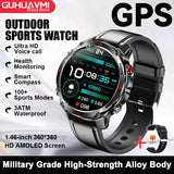 2026 New Military Bluetooth Call Smart Watch Built-in GPS Compass Barometric Altimeter 10ATM Waterproof Sports Smartwatches Men