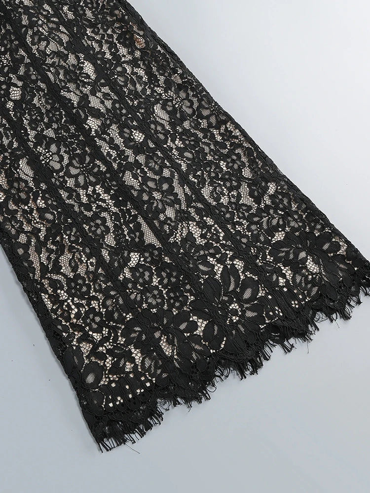 Elegant V-Neck Lace Maxi Dress