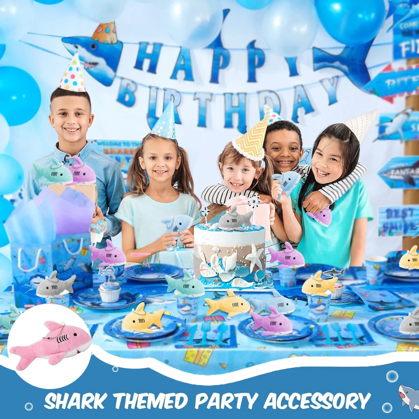 12-48Pcs Shark Plush Keychain Mini Stuffed Animal 3.94" Shark Party Favors Bulk Soft Tiny Shark Keychain Shark Backpack Keychain