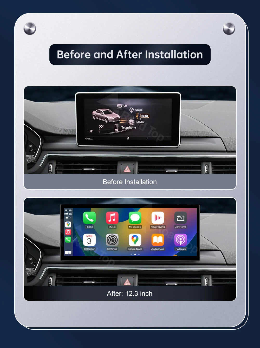 12.3" Audi A4/A5/S4/S5 Multimedia Touch Screen – Wireless CarPlay & Android Auto