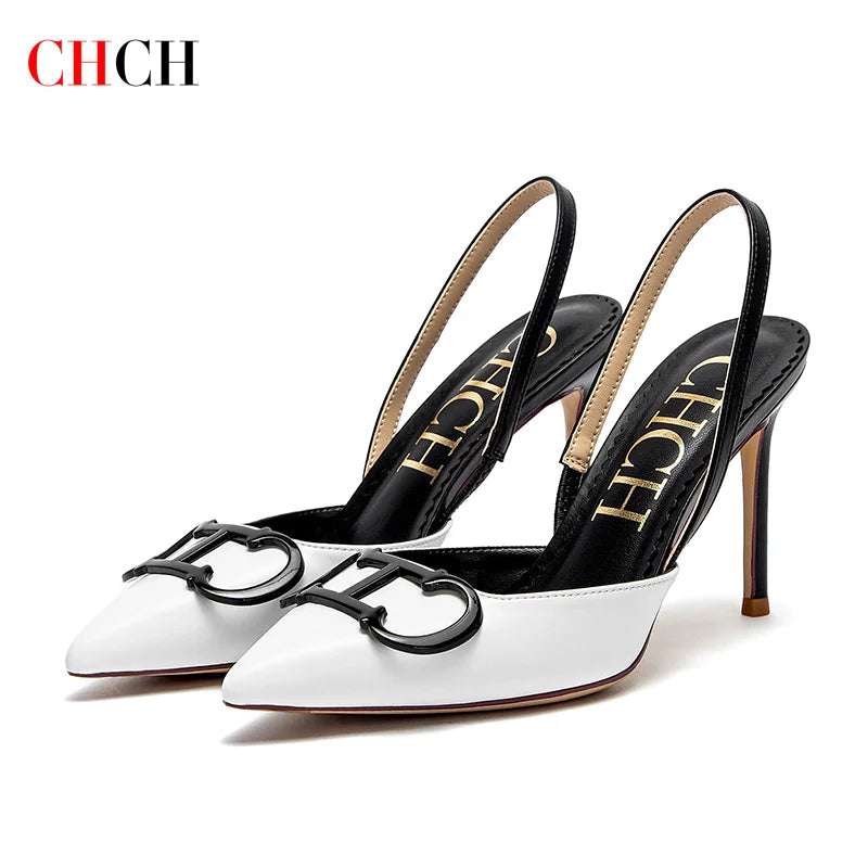 CHCH Women's Strappy Pointed-Toe Platform Heels | 9cm