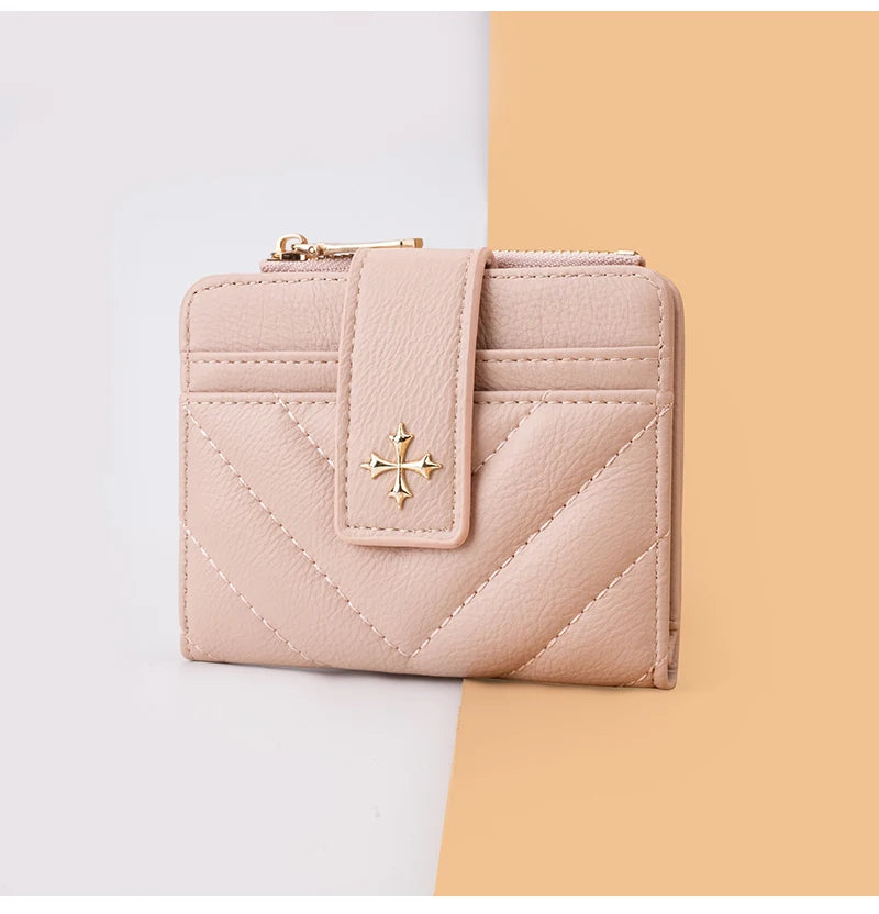 Baellerry New Short Simple Women Wallet High Quality Card Holder Buckle Zipper Coin Pocket Female Purses Small Women's Card Bag