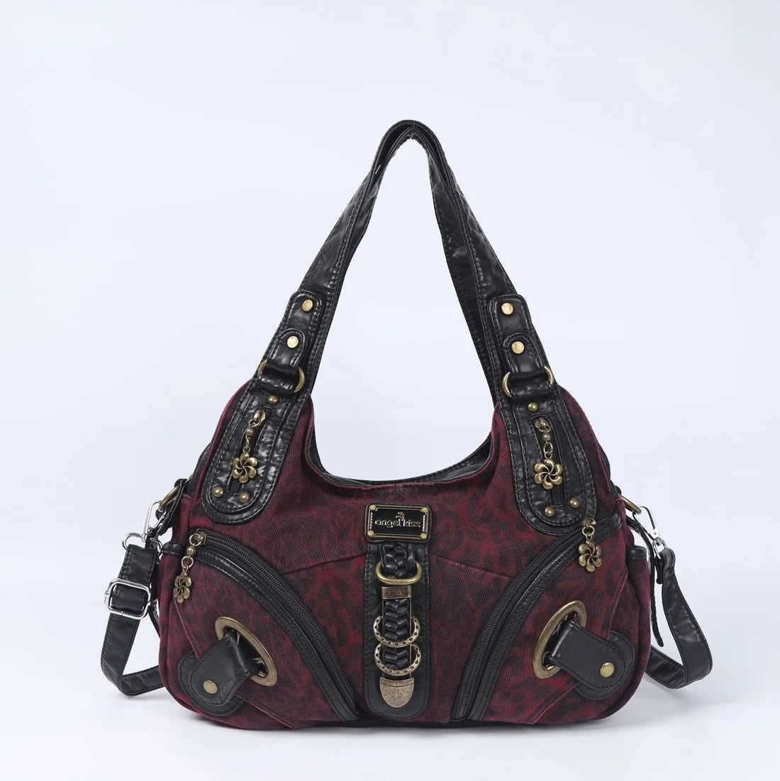 Angel kiss Women Handbags Fashion Shoulder Bag Large Black Tote Top-handle Shopping Pack Multiple Pockets Satchel Lady  Purse