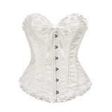 USA-Made Jacquard Ruffled Overbust Corset – Gothic Victorian Push-Up Bustier