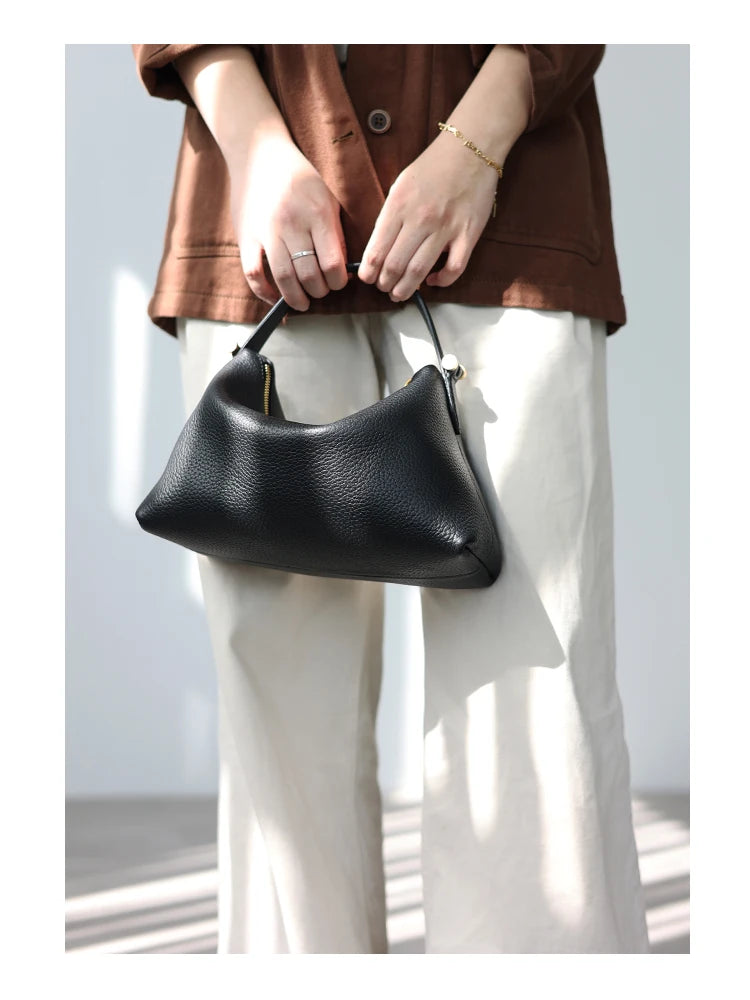 2024 Women Genuine Leather Luxury Handbags Small Size Versatile Cowhide Crossbody Bag Fashion Soft Messenger Purses