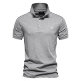 AIOPESON Embroidered Cotton Polo Shirt for Men