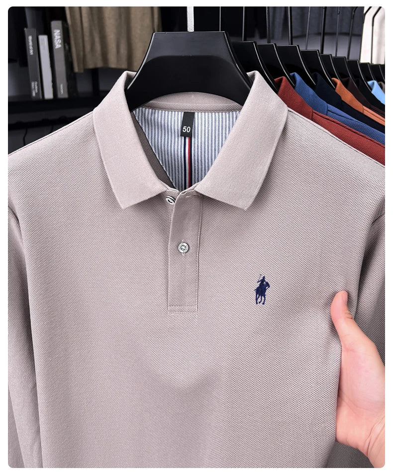 Premium Cotton Embroidered Long Sleeve Polo Shirt