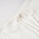 Basic Solid Low-Waisted Ribbed Knitted Pants Casual Loose Drawstring Wide Leg Pants Soft Comfy Lounge Wear Trousers Streetwear