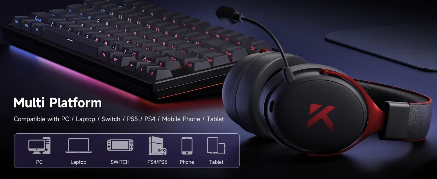 MCHOSE V9 Pro Gaming Wireless  Headset Surround Sound Headphones Noise Canceling Mic Low Latency Lightweight for PS5 PC SWITCH