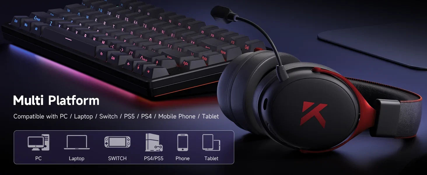 MCHOSE V9 Pro Gaming Wireless  Headset Surround Sound Headphones Noise Canceling Mic Low Latency Lightweight for PS5 PC SWITCH
