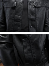 2024 Autumn and Winter New Men's Fashion Handsome with Solid Color Boutique Lapel Motorcycle Leather Coat Slim Fashion  M-5XL