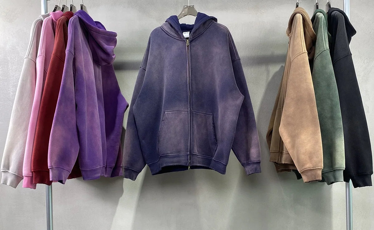 Men’s Oversized Tie-Dye Fleece Zip-Up Hoodie