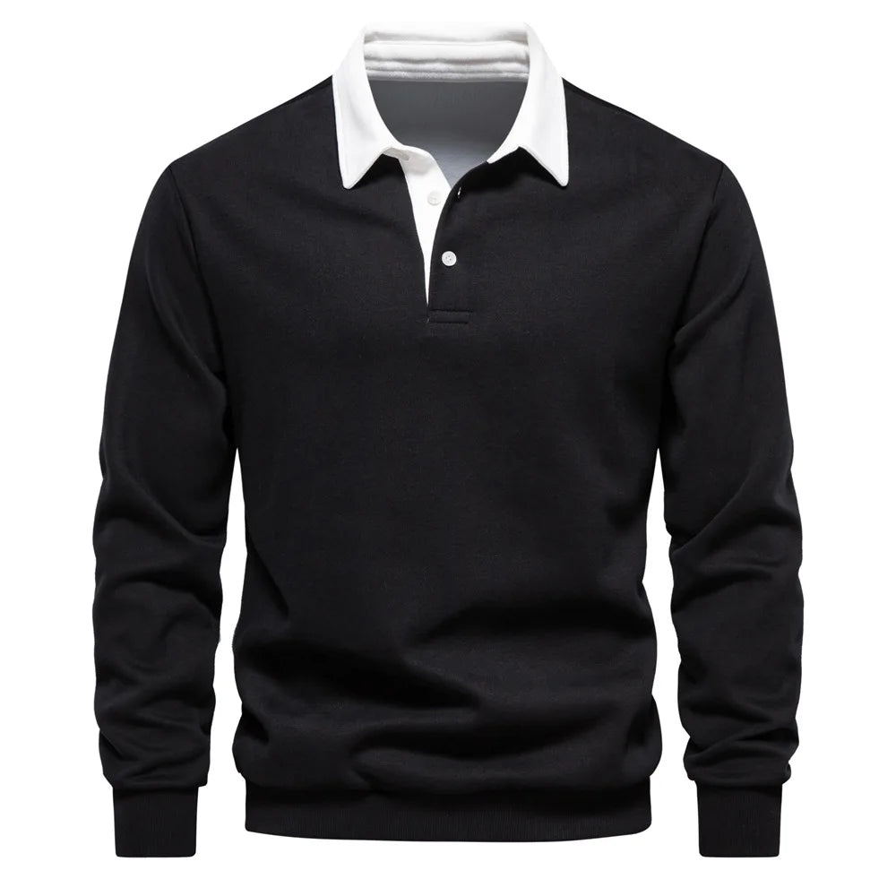 Men's Relaxed Polo Collar Sweater – Autumn Long Sleeve